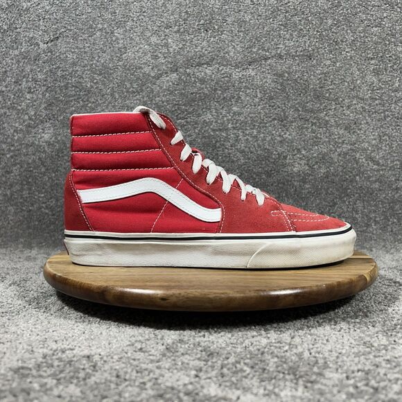VANS SK8-HI Mens Sz 9.5 Women’s Sz 11 Racing Red Suede Skate Athletic Shoes Used main image 8